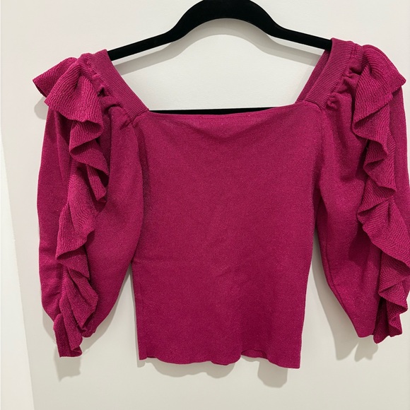 Zara Fuchsia Ruffle Sleeve Blouse - Picture 2 of 5